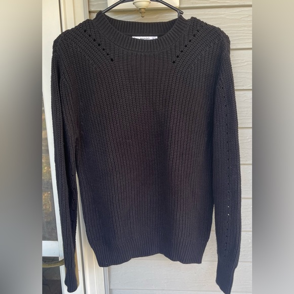 Mango Knit Black Crew Neck Sweater Size Small - Picture 3 of 9